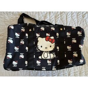 Hello Kitty Bioworld Black Duffle Bag Travel Gym Carry On Cute